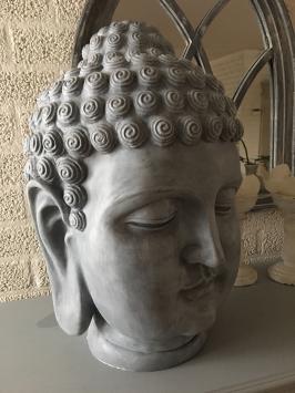 Boeddha hoofd, polystein beton kleur